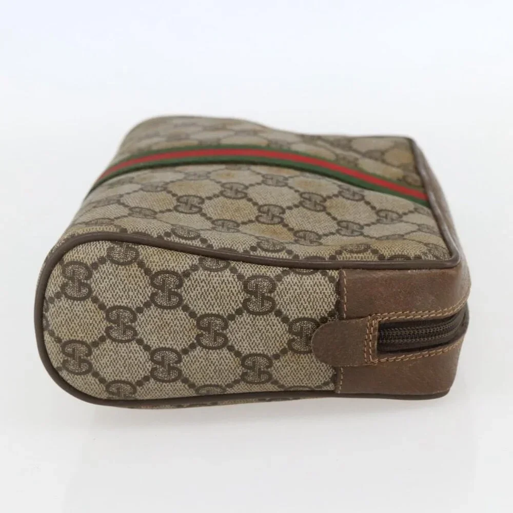 GUCCI GG Supreme Web Sherry Line Clutch Bag PVC Beige Gold 89 01 012 Auth 158514 - Picture 5 of 16